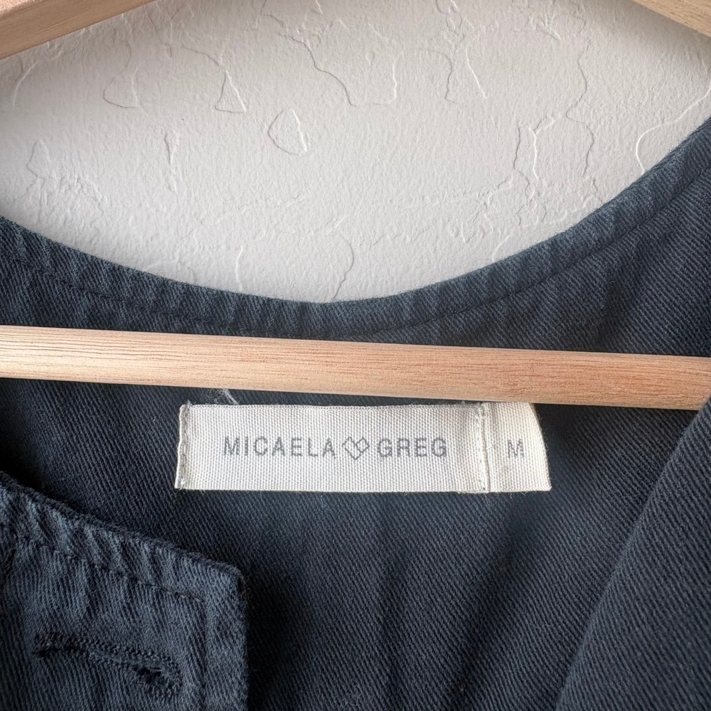 Micaela Greg Jumpsuit Black Cotton Button Front Wide Leg Jumpsuit Size M - Picture 5 of 9